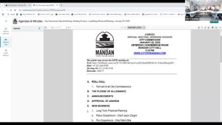 Mandan City Commission Special Meeting Working Session 1/28/25