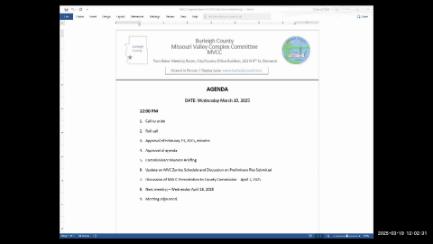 Missouri Valley Complex Committee Replay 3/19/25 (provided by Burleigh County)
