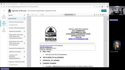 Mandan City Commission Special Meeting Working Session 9/29/25