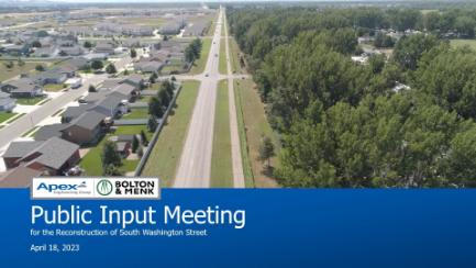 South Washington Street Reconstruction Public Input Meeting Presentation Replay 4/18/23